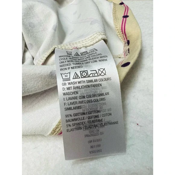 DENIM & CO sz S tan purple printed jersey round neck short sleeve top NEW B10 - Picture 4 of 7